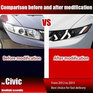 Civic 9th Đèn Pha 2012 2015 Nâng Cấp Cho Lamborghini Stype LED Projetor Đầu Đèn Ban Ngày Chạy Ánh Sáng Phụ Kiện Cho Honda - Product Image 2