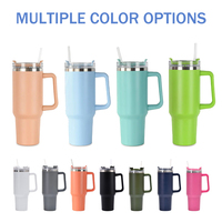 Vasos Térmicos Personalizados de 40oz con Popote para Sublimación y Asa, Taza de Viaje de Acero Inoxidable al Vacío con Logotipo Grabado con Láser