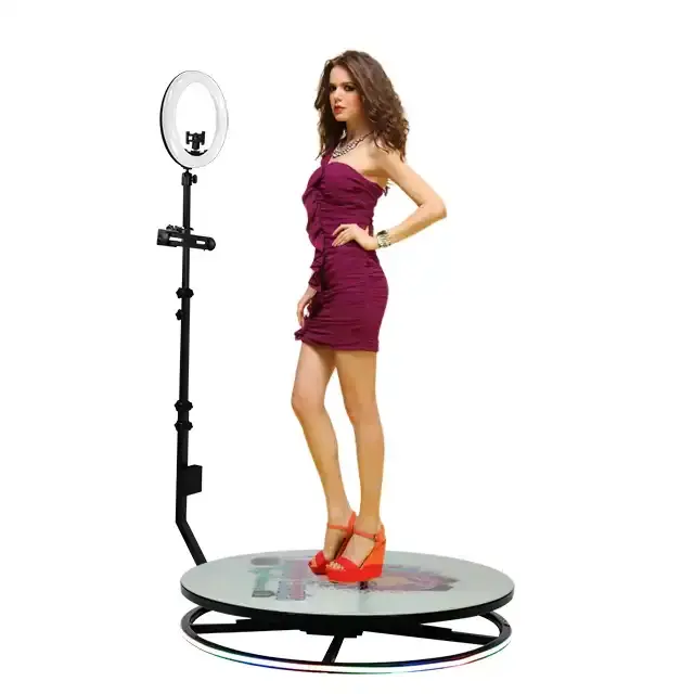 Draagbare 360 Fotocabine Met Ringlamp Met Logo Draagbare Selfie 360 Graden Fotocabine Met Camera Printer Foto 'S