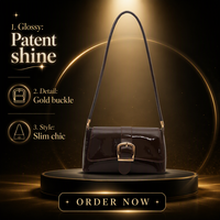 Sac à bandoulière en cuir verni, petit sac carré à boucle, sac à main à rabat pour usage quotidien