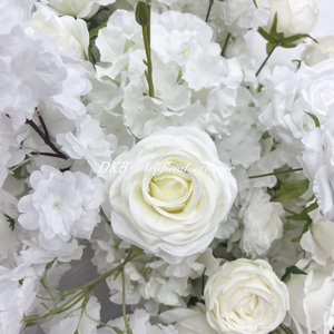 DKB Factory - Grande <span class=keywords><strong>Vente</strong></span> : Décoration Florale Extérieure pour Mariage et Saint-Valentin - Guirlande de Roses Blanches Artificielles en <span class=keywords><strong>Soie</strong></span> - Product Image 4