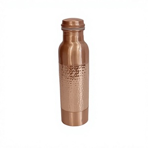 Ayurvedic Certified Plain Copper Water <b>Bottle</b> With Hammered Design Grip Easy To Carry For Office Home Drinking Use Wholesale - Product Image 1