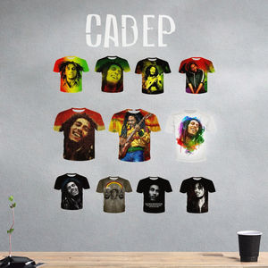 Camisetas de Verano para Hombre, Estilo Rock, Bob Marley, Estampado 3D, Cuello Redondo, Manga Corta, Casual, Urbana, Hip-hop, Corte Regular, 180 Gramos - Product Image 3
