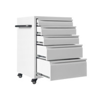 Armoire de rangement métallique robuste WOMA à 5 tiroirs avec roulettes et serrure à clé, capacité de charge de 80 kg/étagère, certifiée CE, chariot à outils OEM (garantie 3 ans)