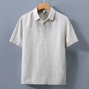 Camicia a maniche corte in lino alla moda in stile giapponese, da uomo, alla moda, artistica, casual, vestibilità ampia, con perline, senza trattamento antipiega - Product Image 5