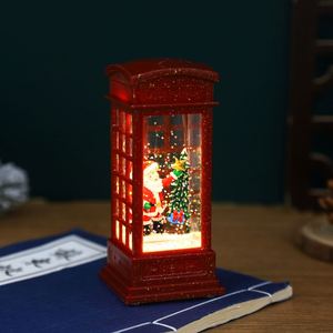 Nueva Lámpara de Viento Navideña LED, Decoración de Cabina Telefónica Retro Europea, Luz Nocturna con Muñeco de Nieve, Rellenable con Agua, de Plástico - Product Image 4