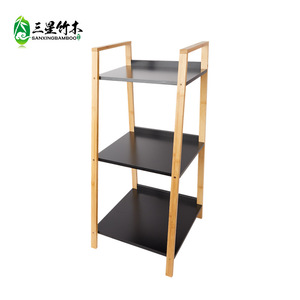 Estante de almacenamiento de bambú, diseño simple, estantería de madera maciza, almacenamiento para estudio, dormitorio, de pie, de tres niveles, multicapa - Product Image 3