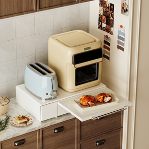 Estante de almacenamiento de máquina de café de escritorio de <span class=keywords><strong>Metal</strong></span>, estante de cajón de barra de agua superior con caja de almacenamiento de aperitivos multicapa - Product Image 2