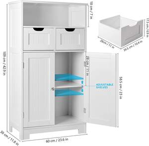 ตู้เก็บของ 2 ลิ้นชักและ 2 ตู้ ตู้ไม้แบบตั้งพื้นสำห<span class=keywords><strong>รับ</strong></span><span class=keywords><strong>ห้อง</strong></span>นั่งเล่น ทางเข้า <span class=keywords><strong>ห้อง</strong></span><span class=keywords><strong>ครัว</strong></span> สีขา<span class=keywords><strong>ว</strong></span> - Product Image 4