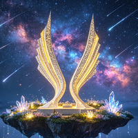 Sculpture d'art métallique abstraite en forme d'aile, finition miroir, moderne, en acier inoxydable, pour extérieur, statue en ruban, sur mesure pour jardin, fabricant