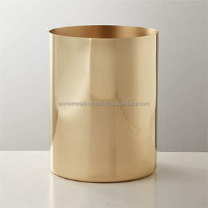 Cubo de Basura de Acero Inoxidable BestBuy, Color Dorado Latón, Niquelado, para Baño, Cocina, Restaurante, Bar, Oficina, Escritorio - Product Image 1