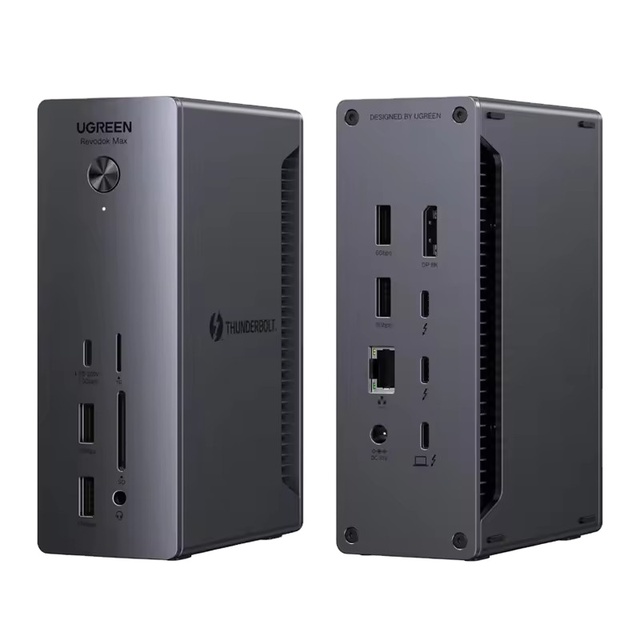 UGREEN Revodok Max Thunderbolt 4 Aluminum Alloy 13-in-1 Vertical Dock 8K Dual Display 2.5G Ethernet 90W PD Charging Hub