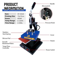 Presse à chaud manuelle 6x6 po (15x15 cm) pour mini-étiquettes, avec plaque épaissie, pour impression par sublimation de logos sur col de T-shirt, matériel de gros