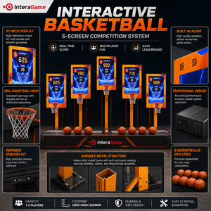 Jeu d'arcade de basket-ball interactif multijoueur avec comptage numérique des points, machine de tir au panier pour centre commercial et aire de jeux intérieure - Product Image 3