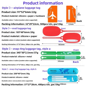 Étiquette de bagage en silicone anti-perte motif avion avec carte nominative pour l'enregistrement de valise - Product Image 2