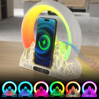 Lampe de réveil LED créative Effet Montagne enflammée au lever du soleil, RGB, avec audio sans fil, contrôle par application, chargeur sans fil et ambiance lumineuse colorée pour la maison