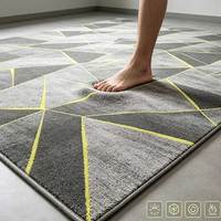 Moderner Geometrischer Rechteckiger Wohnzimmer-Teppich Bedruckter Latex Rutschfester Grau-Schwarz-Gelber Linien-Teppich für Büro und Hotel