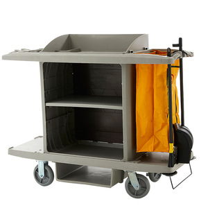 Chariot de nettoyage en plastique 149x53x125cm, semi-fermé, 4 roues, pour usage hôtelier et ménager - Product Image 2