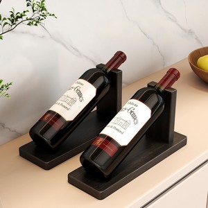 Solid Wood Wine <b>Rack</b> Walnut 4 Bottle Slanted Display <b>Rack</b> For Home <b>Kitchen</b> Bar Storage - Product Image 4