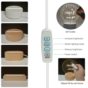 16 màu sắc RGB lightwood DIY Gỗ gỗ 3D LED ánh sáng chủ cơ sở đèn cho Acrylic 5.9inch hình chữ nhật Hiển thị sáng đứng - Product Image 6