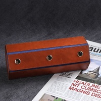 Logo personnalisé de luxe en cuir voyage portable hexagonal rouleau organisateur 3 fentes de stockage emballage affichage montre de luxe montre boîte