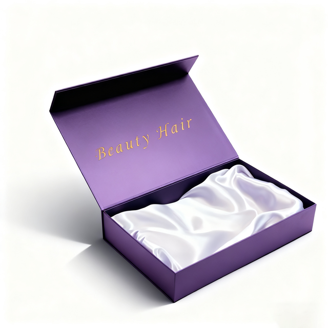 Luxury Hair Extensions Box Package Custom Logo Satin Magnetic Wig Boxes Recycled Materials UV Coating Embossing