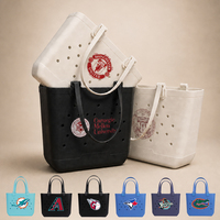 Sac fourre-tout de plage en EVA personnalisé avec logo universitaire, grand sac réutilisable en caoutchouc avec trous pour les jours de matchs sur le campus et la piscine