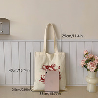 Sac fourre-tout en toile à motif de dessin animé personnalisable avec poignée en coton longue, sac à bandoulière recyclable pour femme, sac de shopping