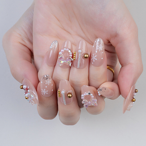 Alta calidad 3D arco acrílico <span class=keywords><strong>uñas</strong></span> postizas Navidad hecho a mano reutilizable almendra prensa <span class=keywords><strong>uñas</strong></span> Venta al por mayor diseño estilo <span class=keywords><strong>uñas</strong></span> postizas - Product Image 3