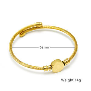 Brazaletes de Acero Inoxidable con Baño de Oro de 18K, Diseño Trenzado, Joyería Religiosa Cristiana Católica, Sin Deslustre - Product Image 2
