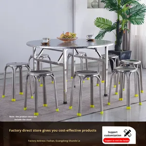 Piccolo <span class=keywords><strong>tavolo</strong></span> pieghevole in acciaio inox integrato <span class=keywords><strong>tavolo</strong></span> da pranzo quadrato per uso domestico ed esterno Set da pranzo - Product Image 2