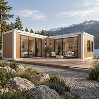 Maison de conteneurs en acier modulaire préfabriquée moderne de luxe, design ferme, portes/fenêtres en alliage d'aluminium, caractéristiques insonorisées/étanches