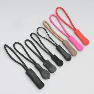 Custom Logo Nylon Cord Soft Slider Bag Zipper-pull Plastic Rubber Pvc Zipper Puller Zip Slider