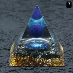 Hot Sale Orgonite Pyramids Resin Energy Generator Healing Chips Stone Crafts Meditation Crystal Pyramid For Fengshui