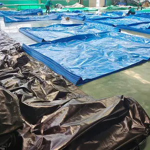 निविड़ अंधकार तिरपाल औद्योगिक कपड़े Stocklot 160gsm डेरा डाले हुए टीएआरपी कैनवास ब्लू तिरपाल पाली Tarps