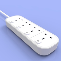 Multiprise neuve d'usine, 3 prises, 1 USB, 2 Type-C, 13A, 110V, 2 mètres de long, résistante au feu, CE ROHS