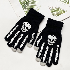Guantes de garra de calavera que brillan en la oscuridad de Jacquard americano europeo para uso diario deportivo para guantes brillantes transfronterizos de Amazon para - Product Image 3