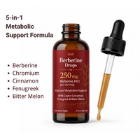Formule de soutien métabolique 5-en-1 Gouttes de berbérine |   Chromium, cannelle, fenugrec, melon amer |   Complément alimentaire liquide en marque privée