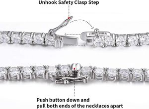 Pulseira de prata esterlina 925 2mm/3mm/4mm/5mm/6.5mm cor D VVS pulseiras de tênis de corte redondo para mulheres e homens com certificado GRA - Product Image 6