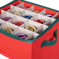Boîte de rangement pliable en tissu avec couvercle, 64 compartiments, décoration de Noël, forme carrée, capacité 10-20L