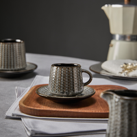 Service de table en céramique européenne ST Reactive Glaze Black Wool Strip, vaisselle élégante, ensemble d'assiettes, restaurant, hôtel, restauration
