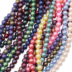 En stock Perles rondes en verre imitation perle blanche/rose/rouge de qualité AAAAA de 8 mm avec revêtement caméléon pour la fabrication de bijoux et de bracelets - Product Image 4