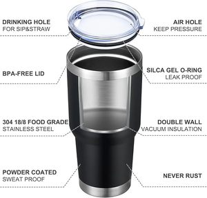 20 Pack Stainless Steel Vacuum <b>Tumblers</b> Double Wall Insulated Leak-Proof Travel <b>Cups</b> Lid <b>Straw</b> for Hot Drinks Car Office Outdoor - Product Image 4