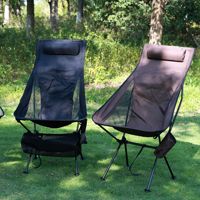Chaise pliante de type lune pour adulte à dossier haut en alliage d'aluminium avec sac de rangement et poches pour gobelets, qualité garantie pour une utilisation en extérieur