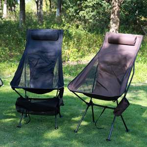 <span class=keywords><strong>Chaise</strong></span> <span class=keywords><strong>pliante</strong></span> de type lune pour <span class=keywords><strong>adulte</strong></span> à dossier haut en alliage d'aluminium avec sac de rangement et poches pour gobelets, qualité garantie pour une utilisation en extérieur - Product Image 2