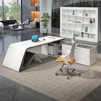 PDG charge sans fil L forme Table intelligente moderne blanc meubles de bureau à domicile haute technologie patron directeur exécutif bureau