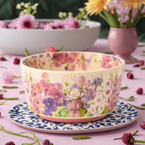 In stile moderno fiore floreale 4.5 pollici alto-piede smalti usa e getta Color ceramica in stoviglie per uso domestico per <span class=keywords><strong>ciotole</strong></span> per zuppa di spaghetti di riso - Product Image 2