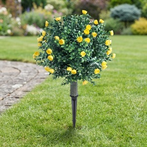 Boule d'arbres artificiels en gros avec piquet <span class=keywords><strong>de</strong></span> fixation au sol, fausse boule <span class=keywords><strong>de</strong></span> fleurs <span class=keywords><strong>de</strong></span> roses, arbuste pour aménagement extérieur commercial, villa et <span class=keywords><strong>jardin</strong></span> - Product Image 4