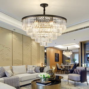 Modern <b>Crystal</b> <b>Chandelier</b> Gold Finish E26 LED 3500K Warm White Remote Control Adjustable Height Stainless Steel 5-Year Warranty - Product Image 4
