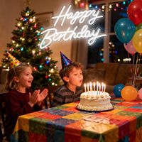 Lampu Neon LED Happy Birthday Multi Warna Custom IP65 Tahan Air, Dapat Diredupkan via USB, Lampu Latar Pesta untuk Acara Ulang Tahun